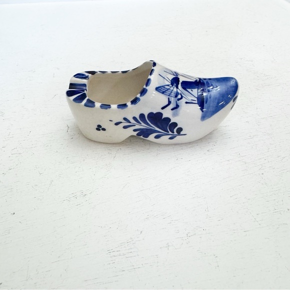 Vintage Delft Blue Small Clog Ashtray Hand Painted Holland Windmill - Picture 3 of 13